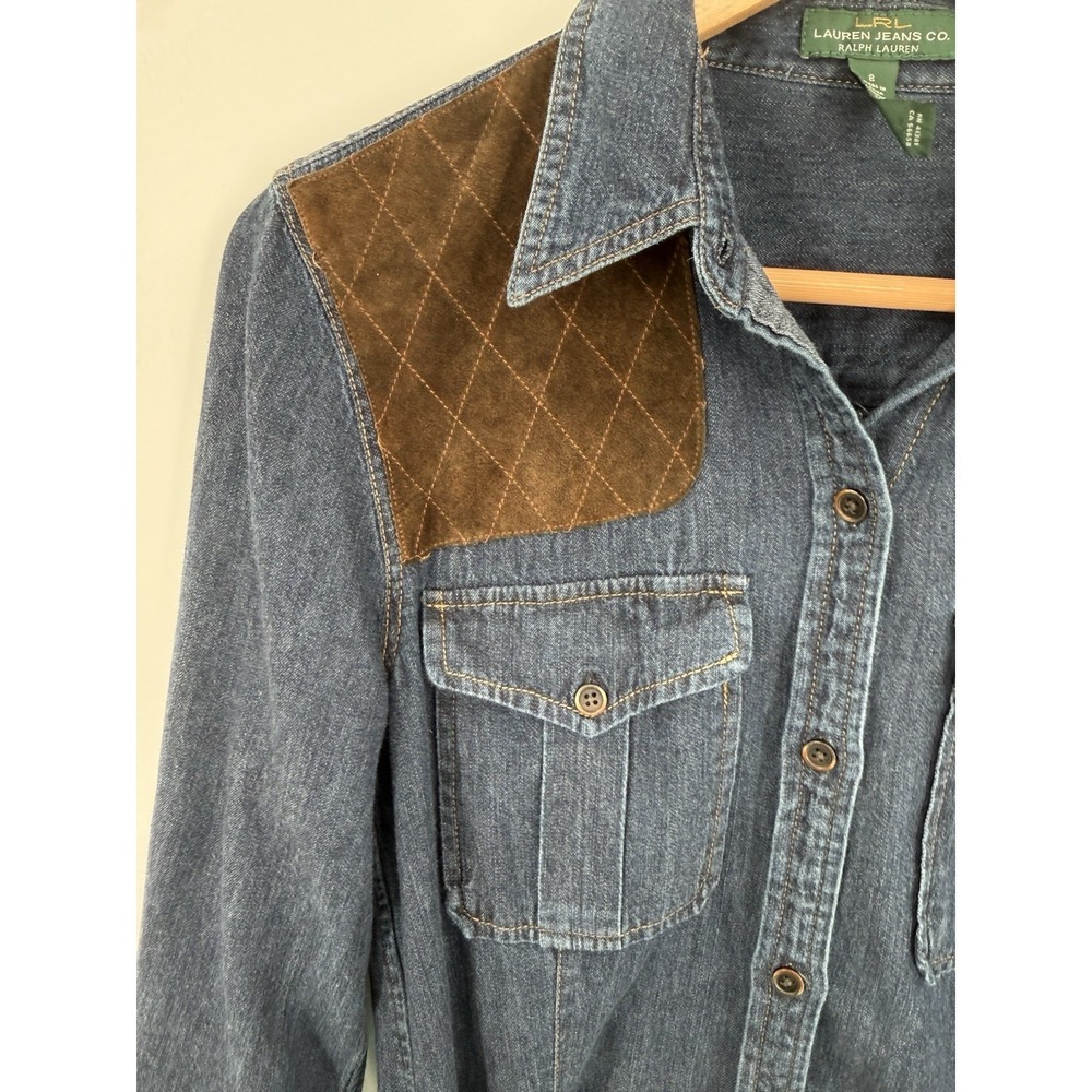 Lauren Ralph Lauren Denim Dress Womens 8 Western Cowboy Cowgirl Ranch Retro - Picture 7 of 8